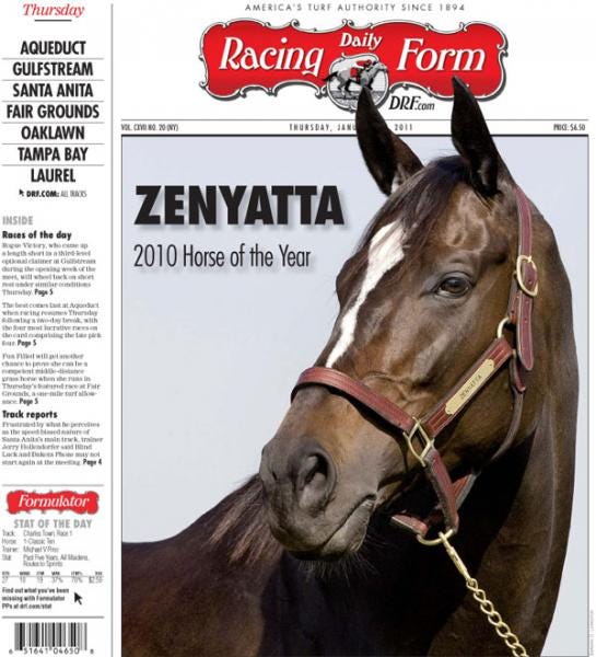  2010 Horse of the Year - DRF cover