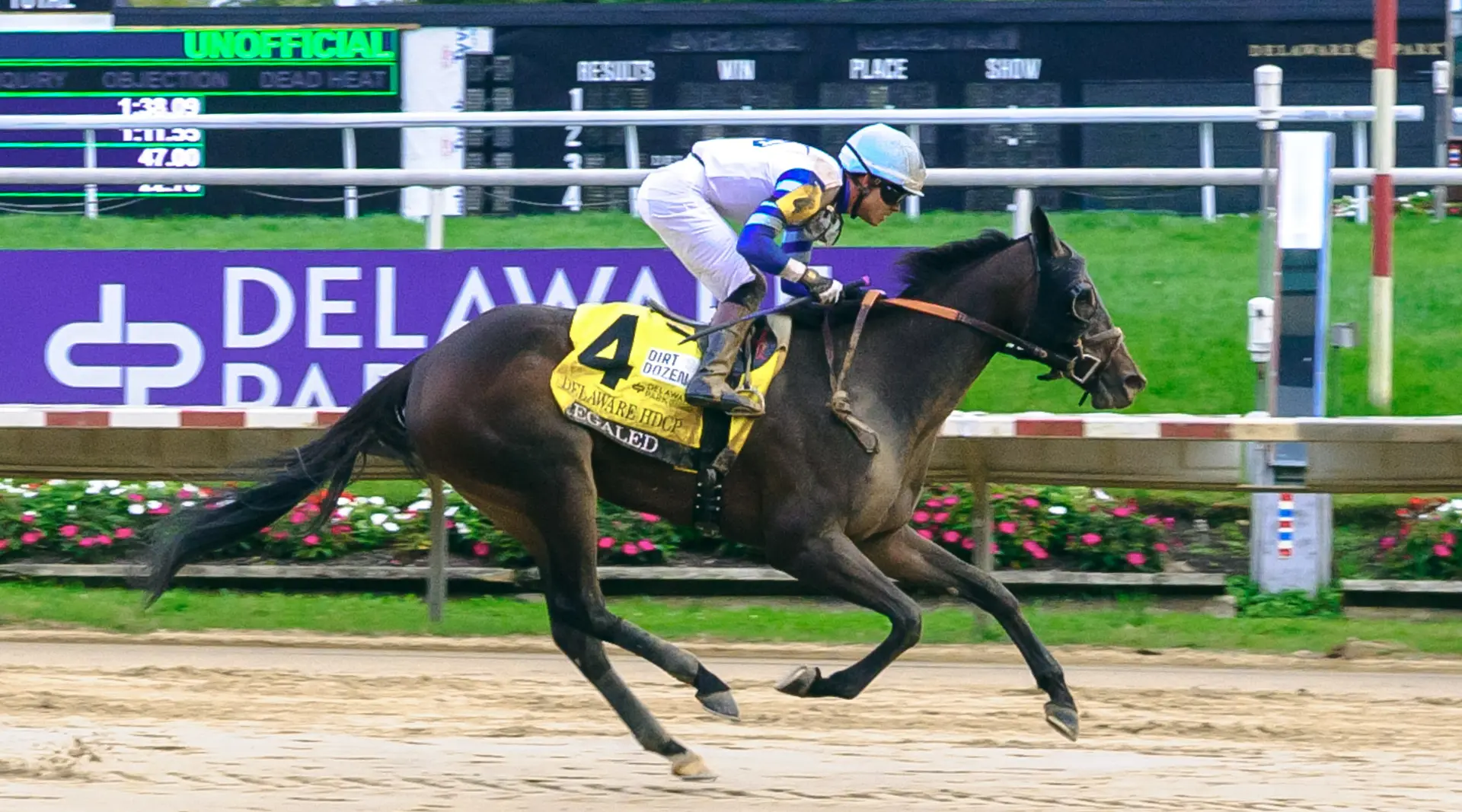 Regaled at home in mud, gains second consecutive Delaware Handicap win
