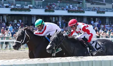 Bishops Bay holds off Chunk of Gold in Iselin Stakes