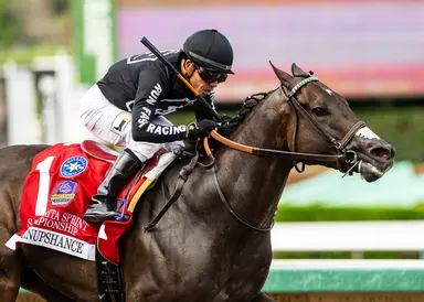 Listenupshance holds off Maximum Bourbon in Santa Anita Sprint Championship