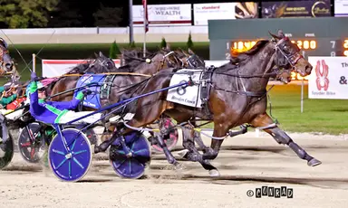 Breeders Crown:  Miss Jum Jabber converts from second-over in 3YO Filly Pace final
