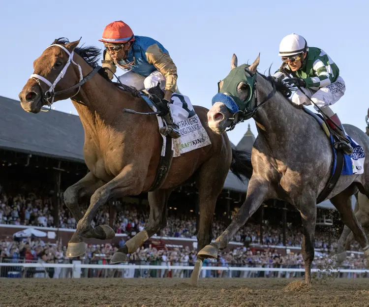 Leading Change (left) beats Napoleon Solo in Travers at SAR Aug 29 2026