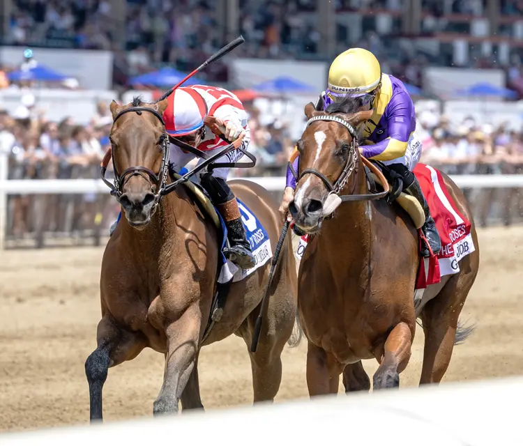 Ways and Means (left) beats Grand Job in Bed o' Roses at SAR June 5 2026