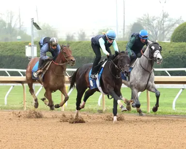 Kentucky Oaks 2026: Bella Ballerina gets educational work behind horses