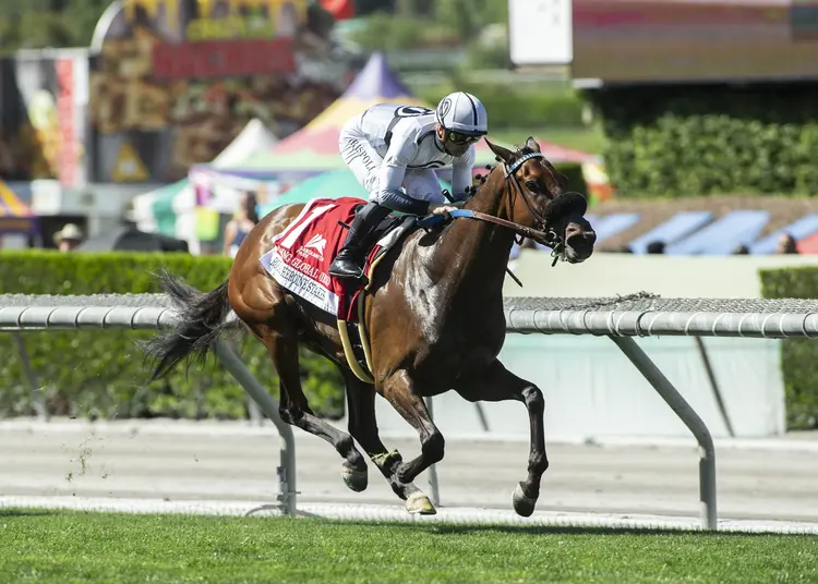 Going Global wins the Royal Heroine Stakes on April 9 2022