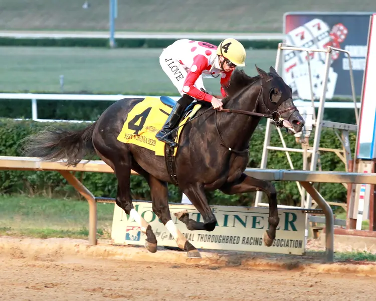 CHUNK OF GOLD - The West Virginia Derby G3 - 55th Running - 08-03-25 - R08 - Mountaineer Park - Finish 02 - Abby Brown.jpg