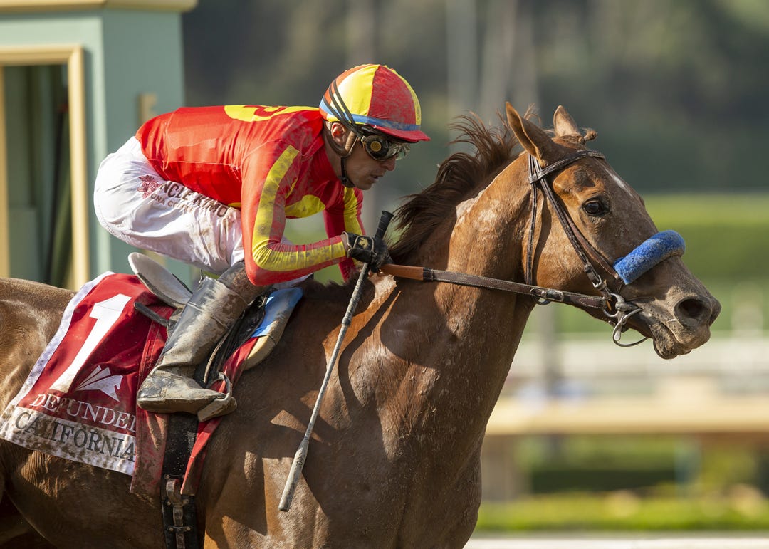 Defunded wins the Californian under Rafael Hernandez on Saturday at Santa Anita.
