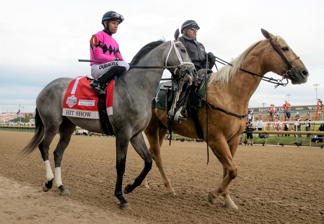 Hit Show Derby post parade at CD May 6 2023