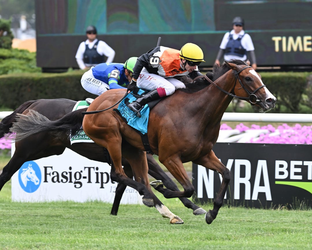 Aspen Grove wins Belmont Oaks July 8 2023