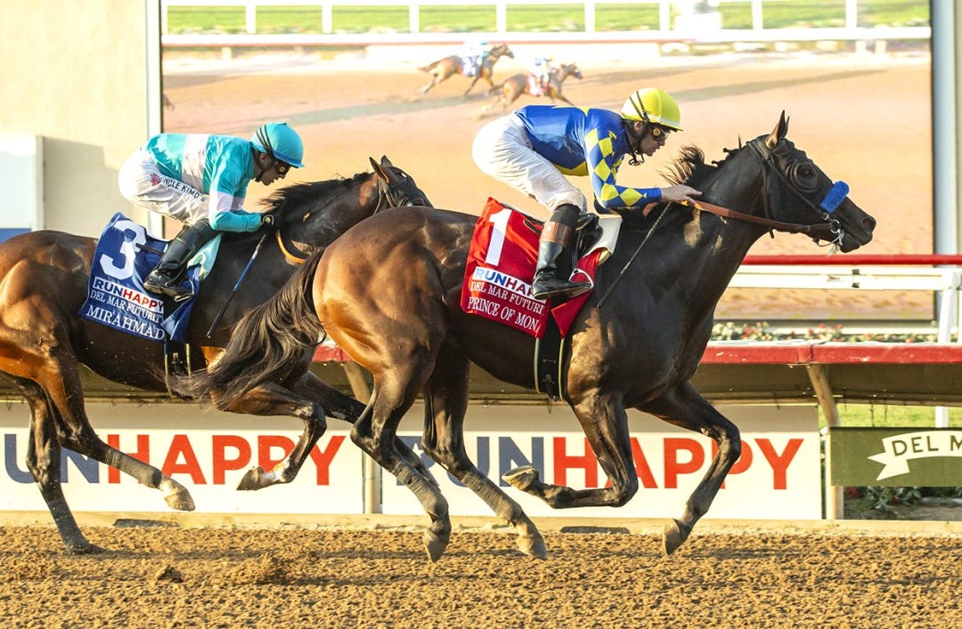 Prince of Monaco beats Mirahmadi in Del Mar Futurity Sept 10 2023