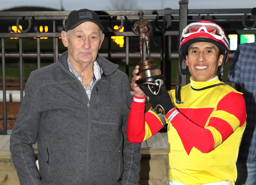 Lonnie Briley (left). Jorge Vargas at OP after Smarty Jones. Coal Battle Jan 4 2025