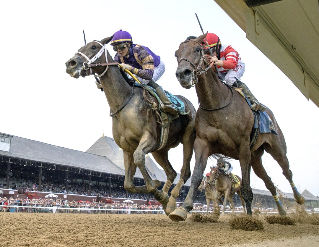 Spirit Doll (left) wins maiden at SAR Aug 7 2025