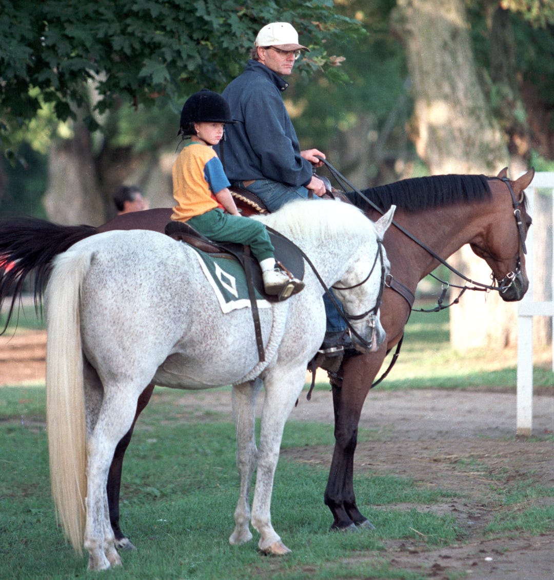 Bill Mott.Riley .Mott,Riley - on pony.Saratoga.ca but maybe not 1996